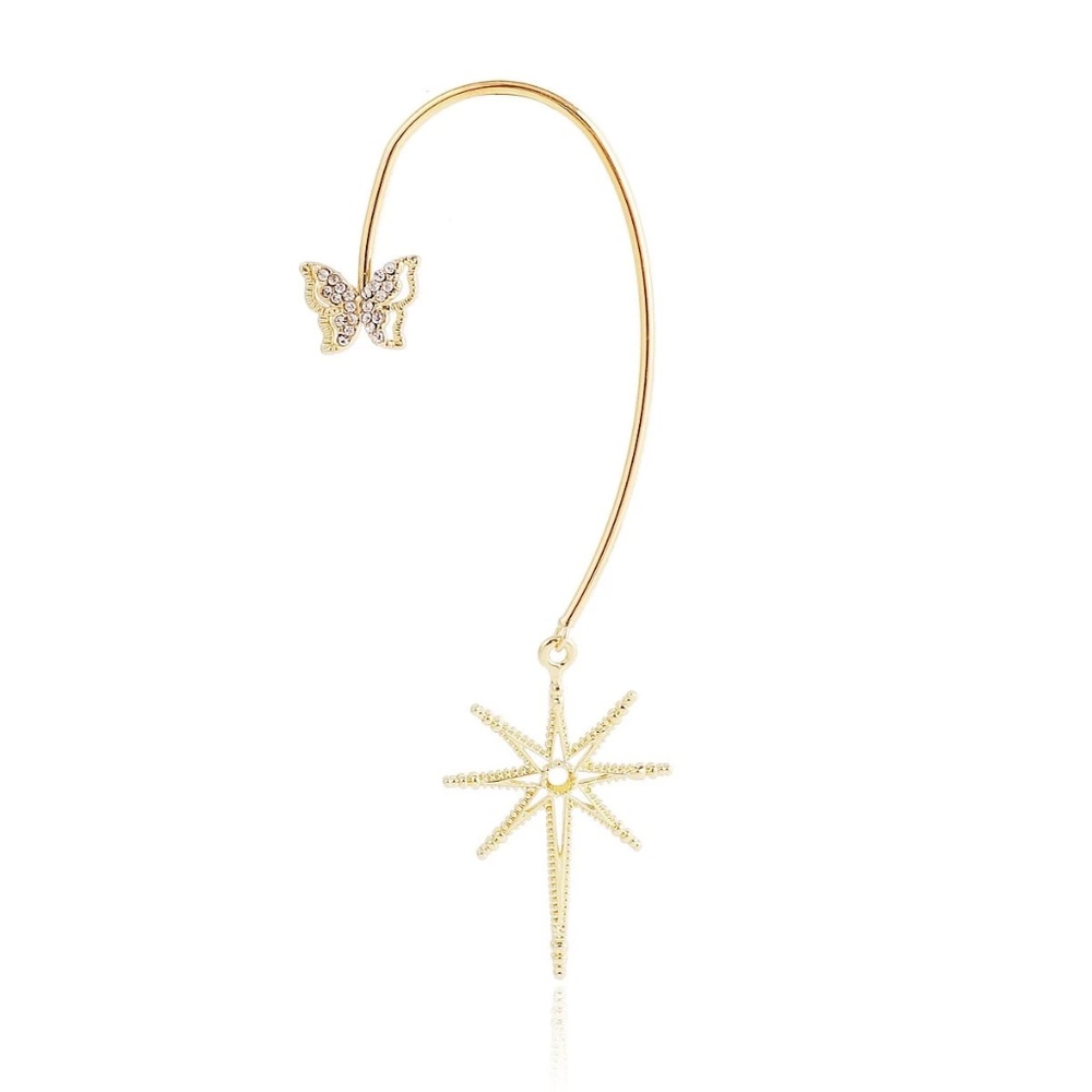 CV Sparkling Butterfly Dangling Star Left Ear Wrap